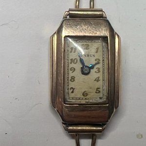 Vintage Benrus 10k Rolled Gold Plated Watch Head and 7 Jewels Movement For parts